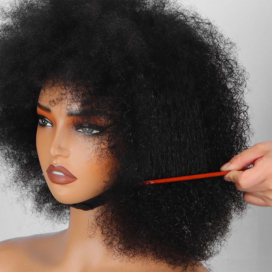 

Short Afro Curly Human Hair Wigs For Black Women Brazilian Virgin Remy Human Hair Wigs Afro Bob Wig Full Machine Made Wig