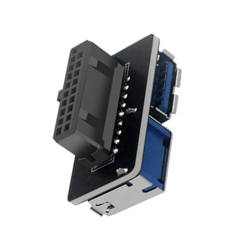 Conector fêmea USB A para Desktop Motherboard, Adaptador de 20Pin para Dual USB 3.0, Cabeçalho para 2 portas, 19 Pin 20P