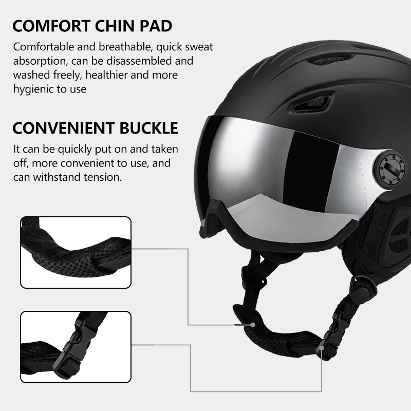 Horntour nuevo casco de esquí antiimpacto ciclismo esquí Snowboard casco deportivo con gafas antiniebla casco de seguridad para deportes al aire libre para adultos