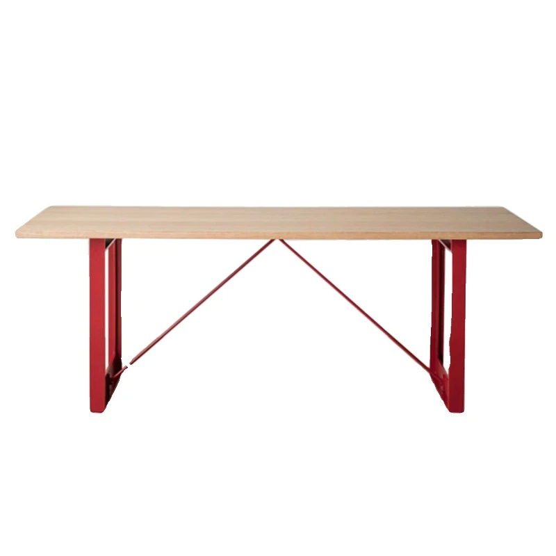 

Nordic carbon steel solid, desk desk foot table desk black log large board table modern