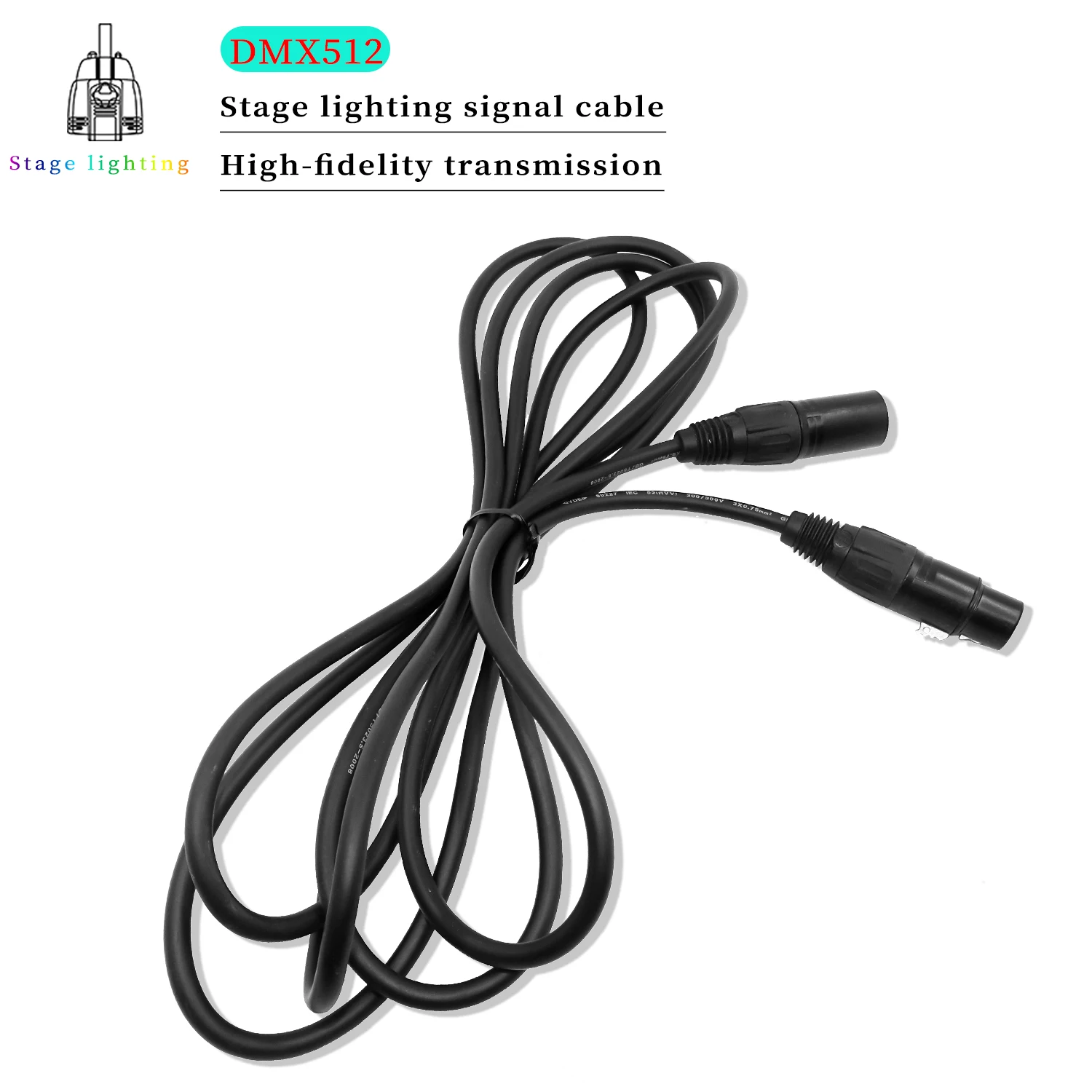 3 pinos cabo DMX, linha de sinal preto conector, cabo usado para Led Par, palco luzes equipamentos, 1m, 5m, 10m, 15m, 20m