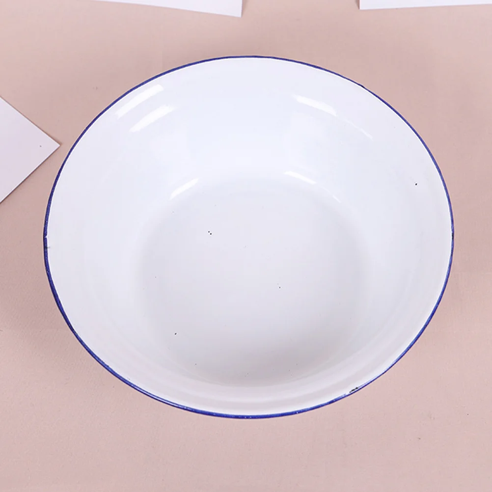 

3 Pcs Salad Bowl Large Serving Canteen Soup Basin Bowls Cover Enamelware Vintage