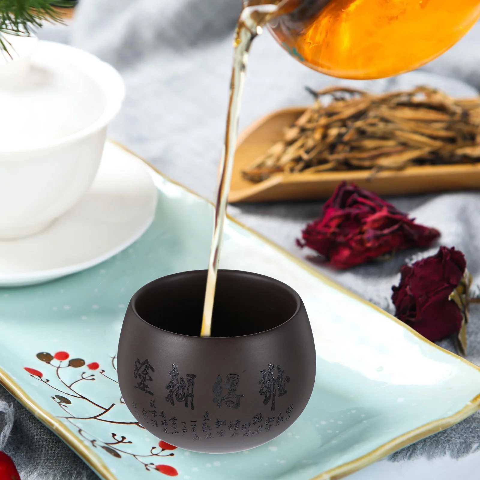 

Purple Clay Tea Cup Large Capacity Chinese Ceramic Gongfu Tea Ceremony Cup for Home Office Use Heat Retaining Zisha Teaware