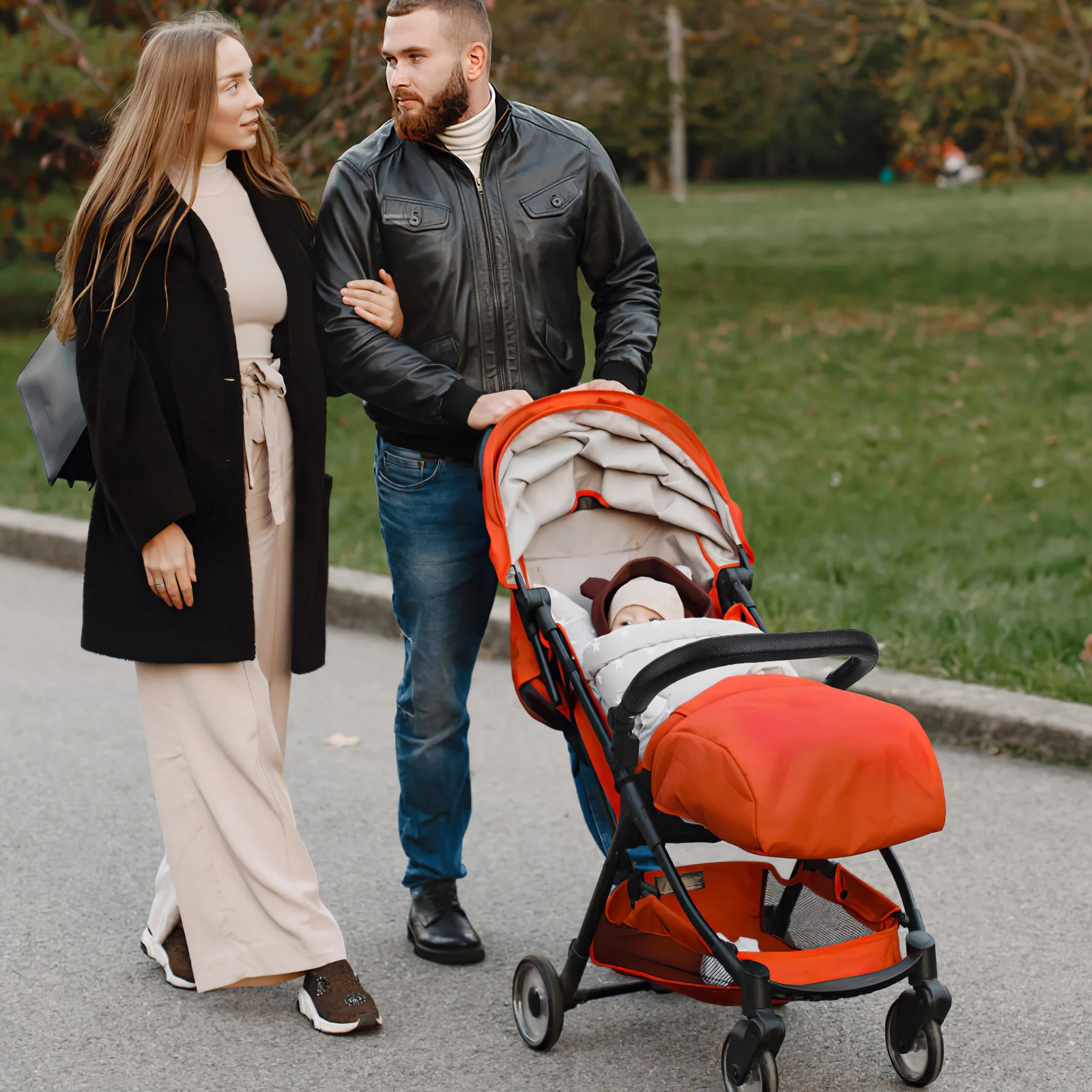 

PU Baby Stroller Bumper Handle Thickened Iron Strong Bearing Ability Removable Zipper Stroller Armrest Universal