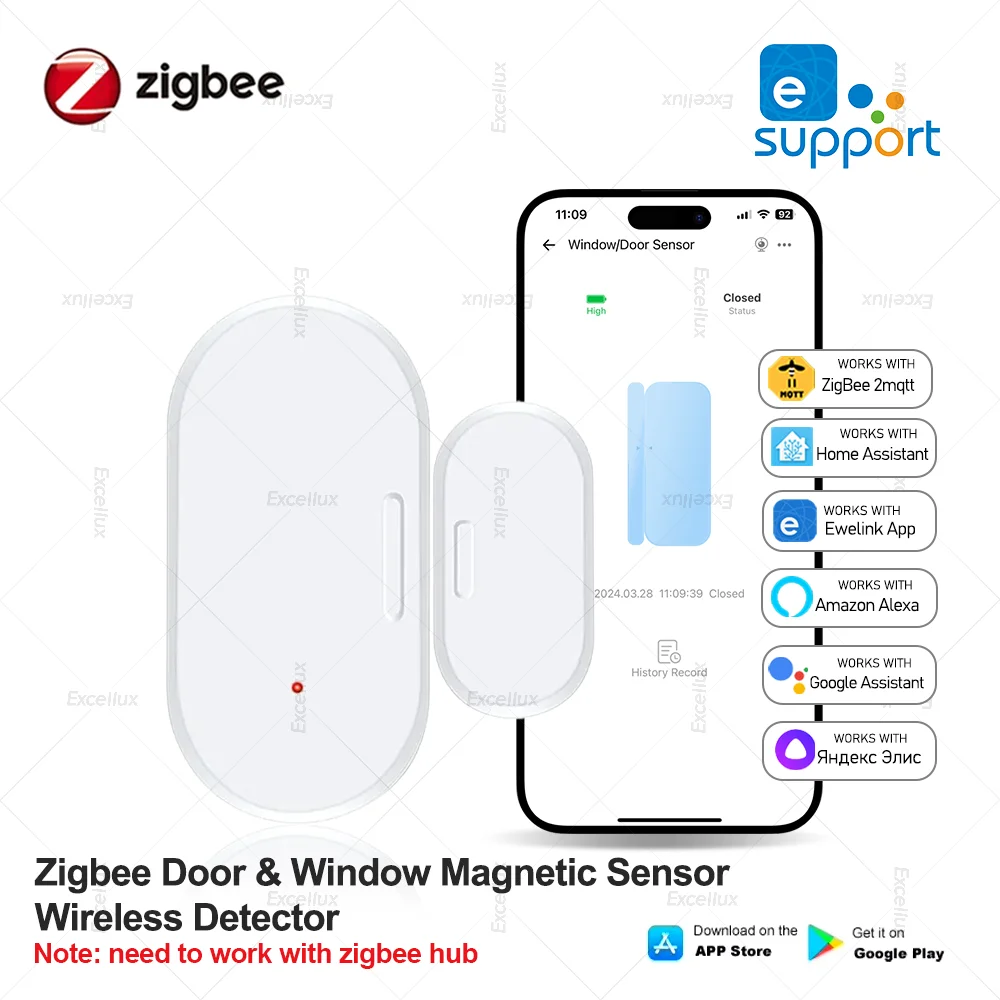 Ewelink ZigBee Door Window Sensor Entry Sensor Security Burglar Door Sensor Alarm Smart Life Magnetic Door Sensor Support Alexa