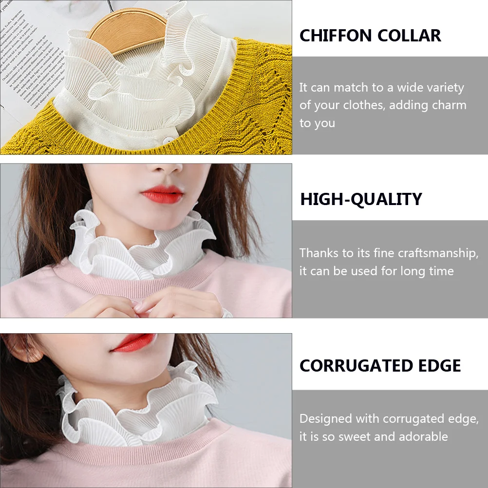 

1Pcs Chiffon Collar Sweet Ruffled All-Match Detachable Dickey Adorable Stylish Accessory False Chiffon Collar