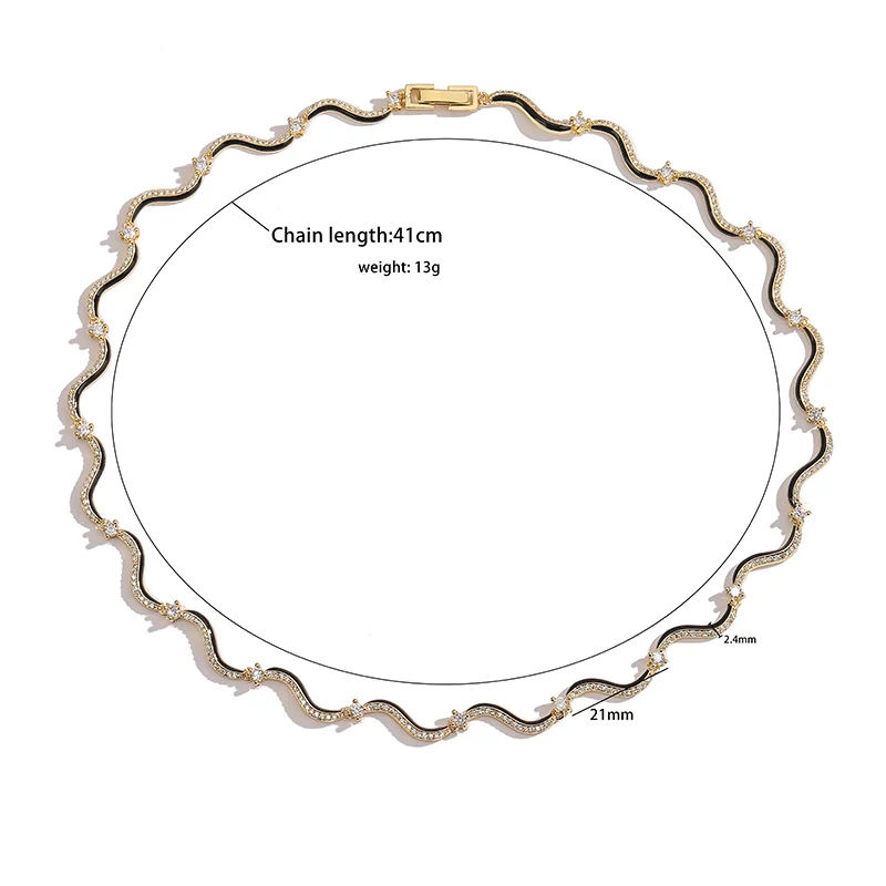 18K Gold Plated Fashion Enamel Chains Necklace Bracelet Jewelry Sets Brass Chain Wave Multicolor Women Wholesale Wedding Gifts