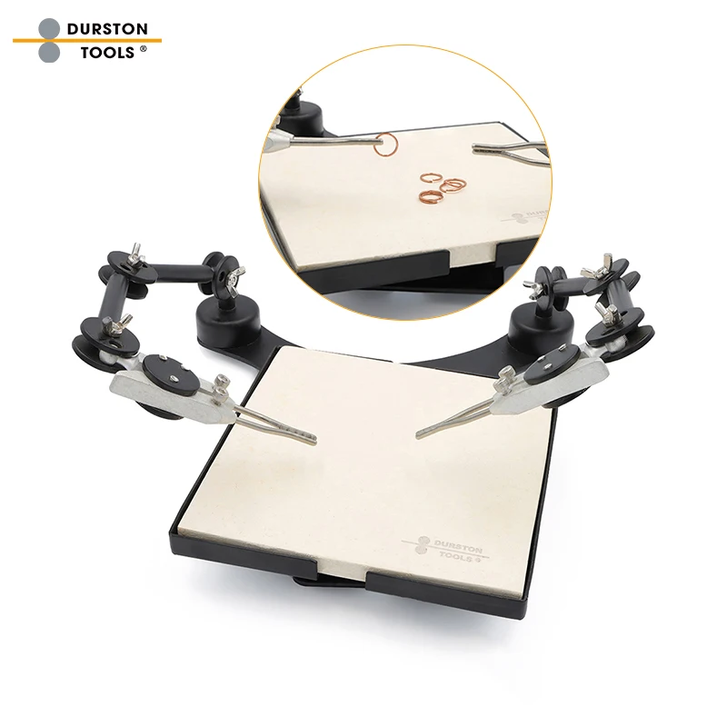Durston 3rd Hand Rotating Soldering Station, Removable Ceramic Table, 316°C Heat Resistant Jaws for Jewelry Soldering