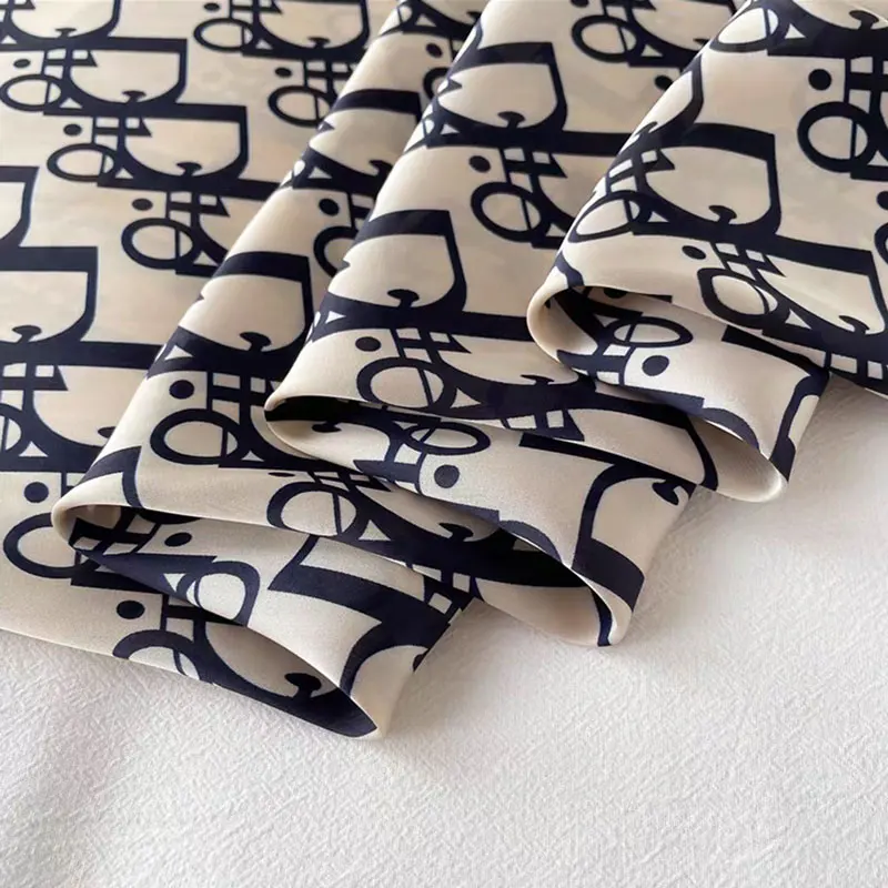 Women's Faux Silk Scarf 70 Spring Summer Autumn Fashion Printed Letter Scrimple on Tote with Matching Small Square Shawl for Mom