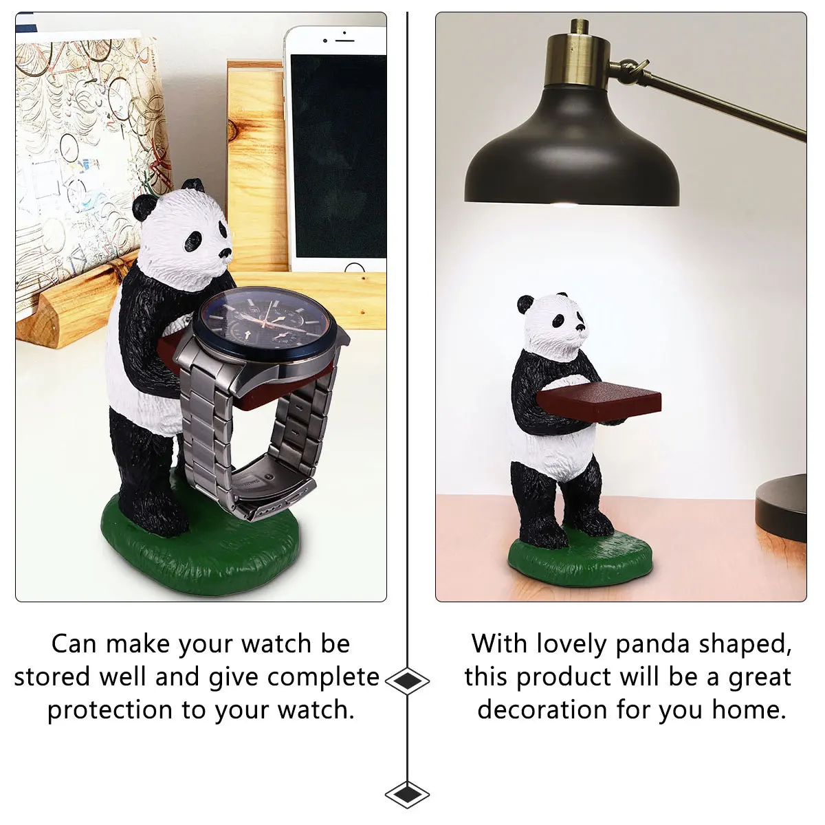 1 Buah Rak Jam Tangan Panda Lucu Premium Resin Tempat Penyimpanan Jam Tangan untuk Dekorasi Kamar Tidur Ruang Tamu Aksesori
