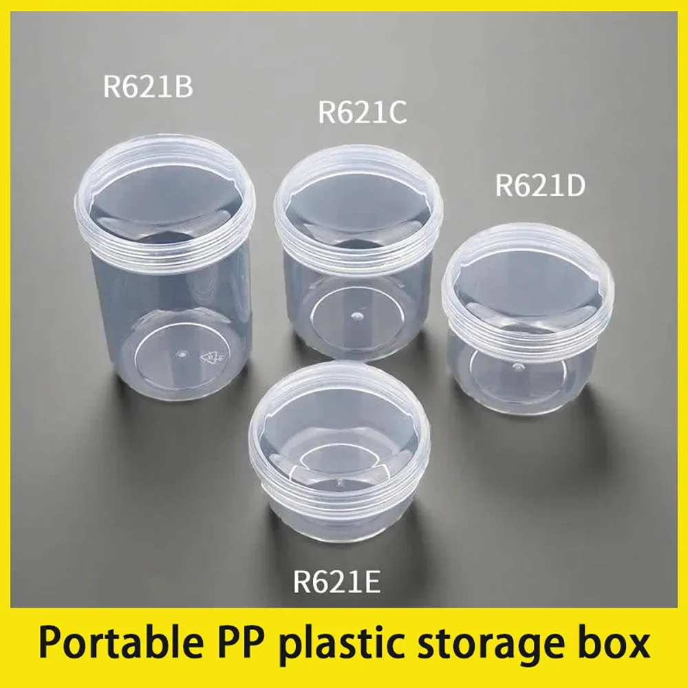 Transparent Round PP Plastic Sealed Box Screw Thread Cover Leakproof Fresh Keep Jar Home Office Multi-purpose Storage Container