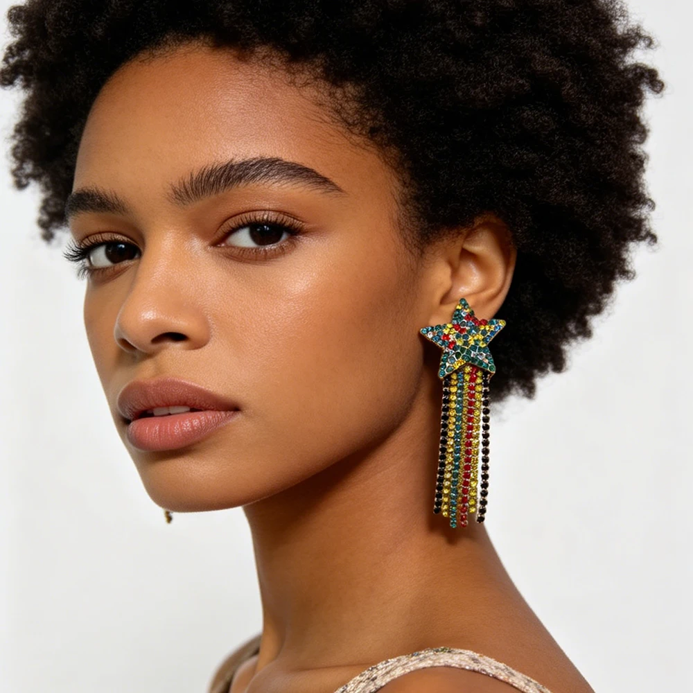 Bohemian Earrings For Women Statement Crystal Jewelry New Handmade Long Tassel Earring Pearls Star Drop Earrings