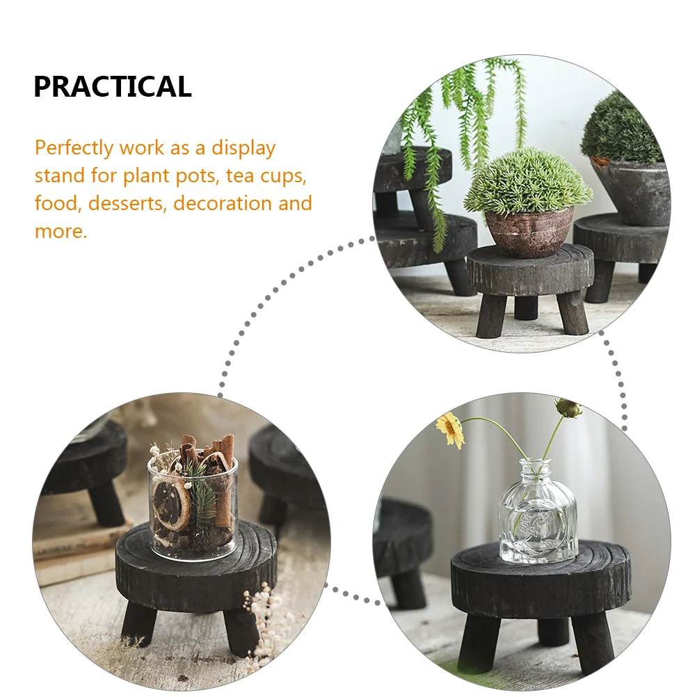 

1pcs Solid Wood Tray Round Display Stand for Plant Pots Cups Cakes Home Decoration Sturdy 3 Legs Wood Pedestal Stand Indoor