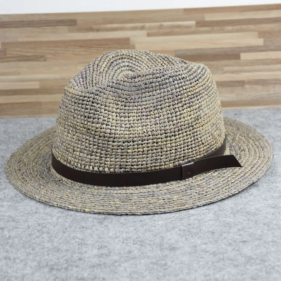 Raffia Panama straw hat large head circumference men and women summer sunscreen seaside sun hat with large head circumference