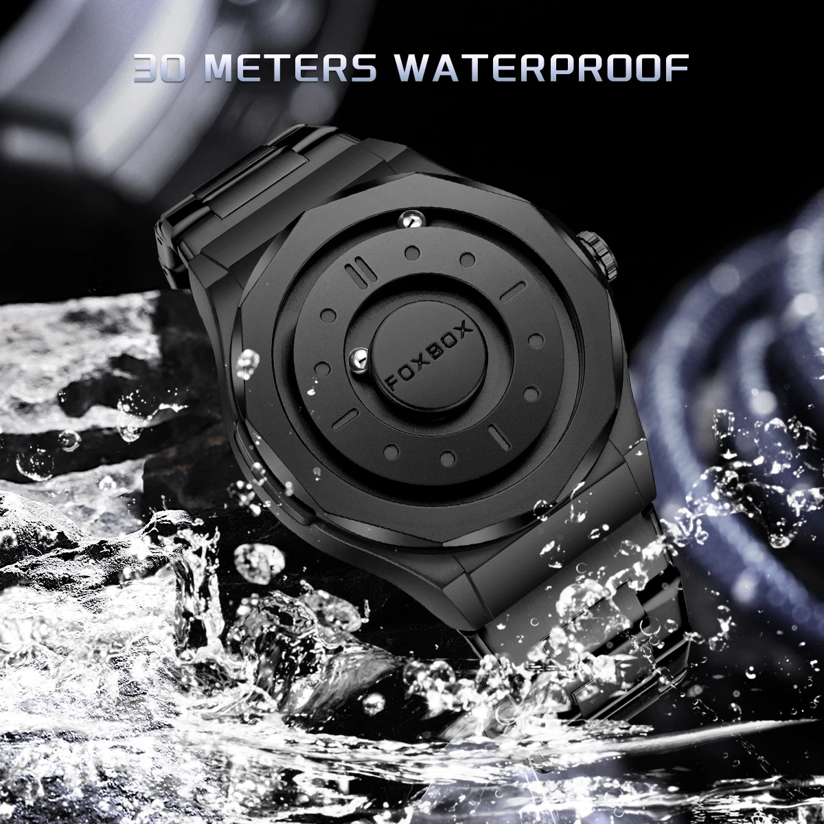 FOXBOX أفضل العلامات التجارية الفاخرة ساعات رجالي مؤشر التمرير الإبداعي قوة مغناطيسية كوارتز ساعة اليد ساعات رجالية montres hommes #3