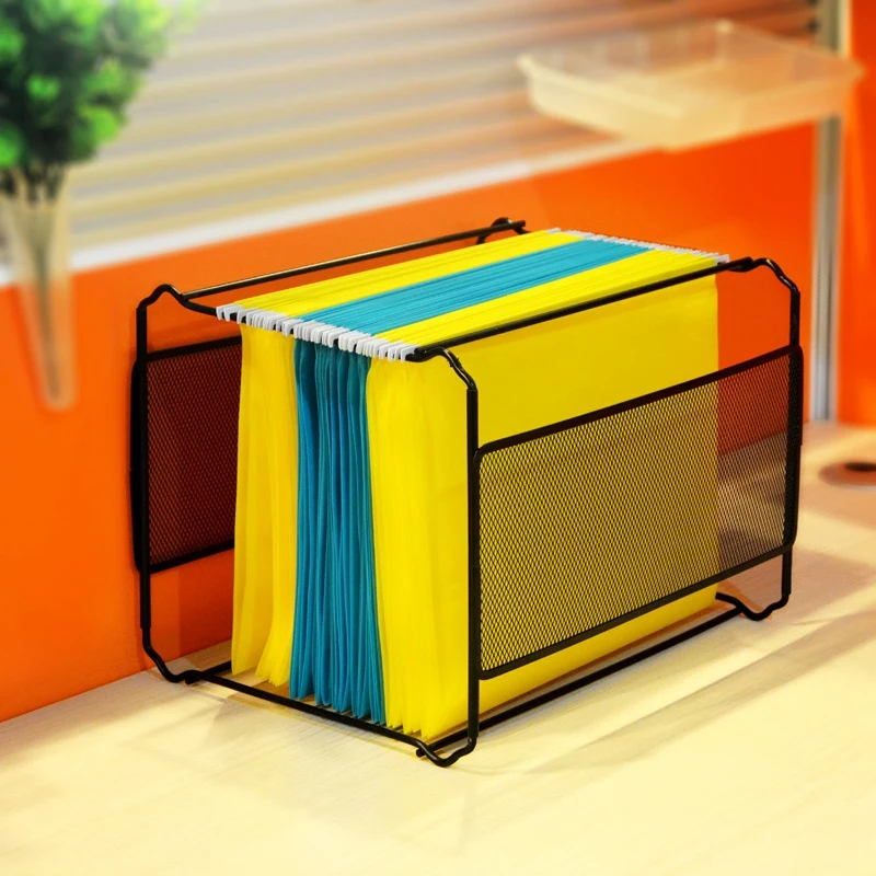 A4 Mesh Metal File Organizer Box Hanging File Folder Box Desk Storage Holder Shelf Holder Storage for Office Home