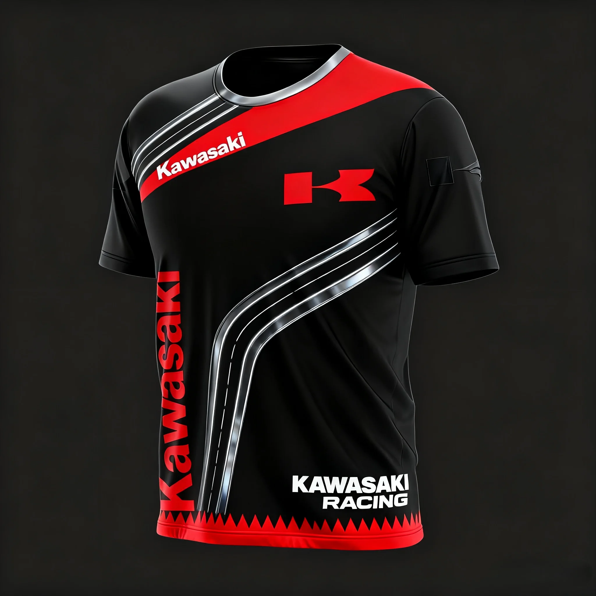 

Kawasaki Summer New Quick drying Breathable Fashion Sports Adult and Children's Mountain Off road Cycling Short sleeved T-shirt