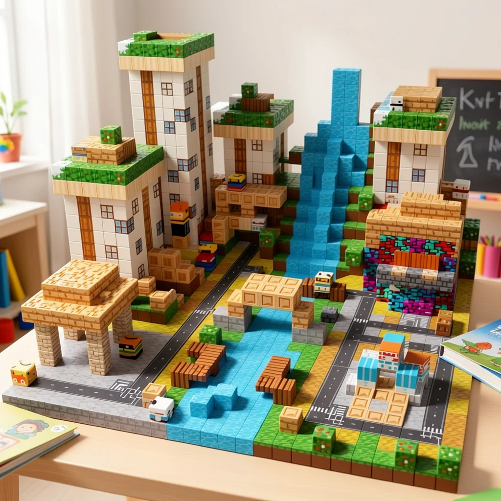 Magnetic Building Block Bricks Toy Mine Stacking World DIY Creative Architecture Model Set Educational Kids Gifts for Boy Girls