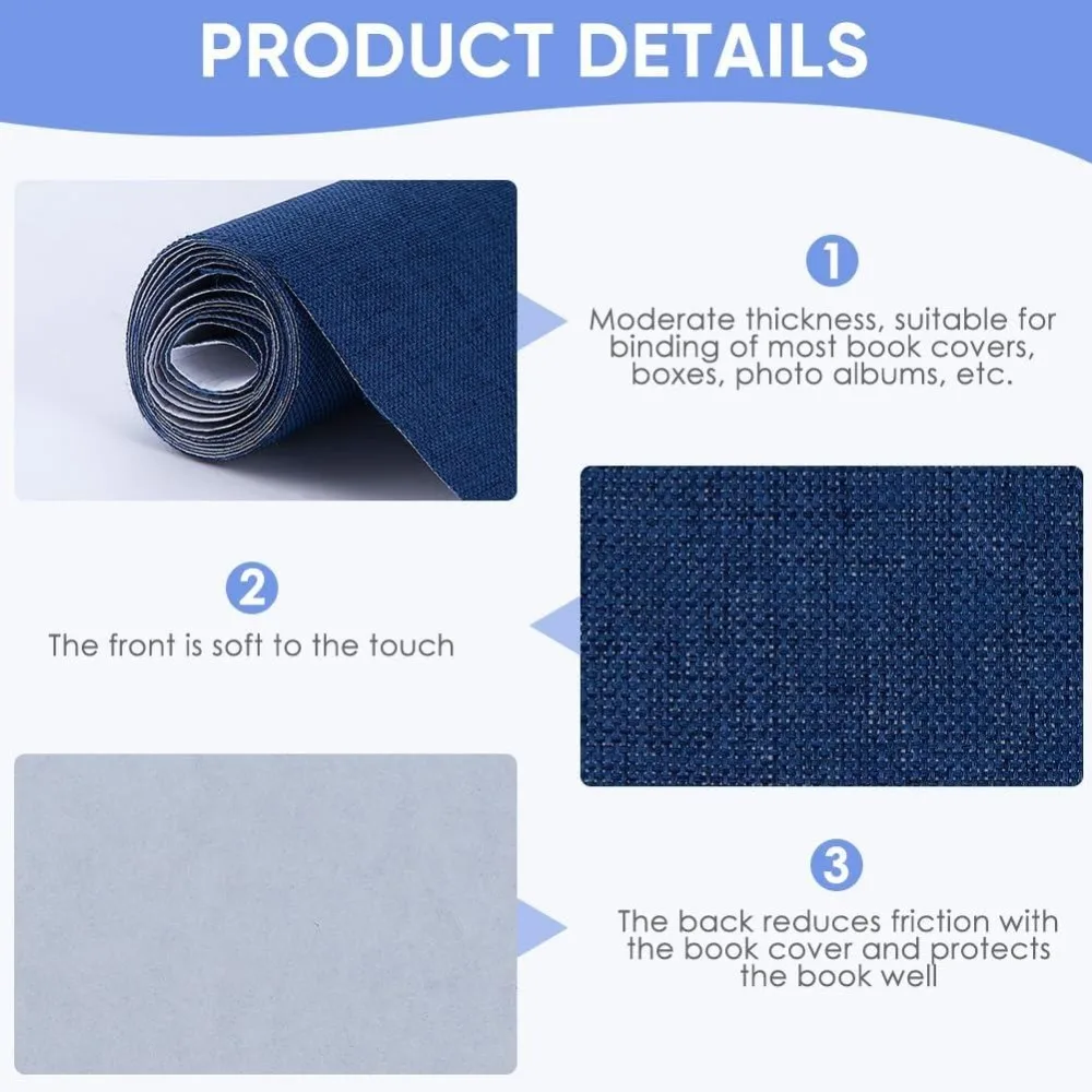 Picture 7: 51 x 11.8 Book Cloth Blue for Books Binding Fabric Surface Paper Backed Bookcover Densely Woven Cloth Books Album