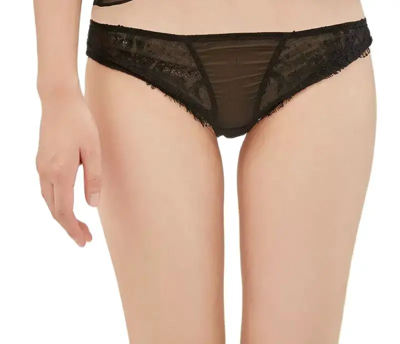 BirdTree, 100%Mulberry Silk Sexy Briefs, Women Low-waisted Lace, Sweet Breathable T-shaped Underwear, 2024 Summer Fall P478101QC