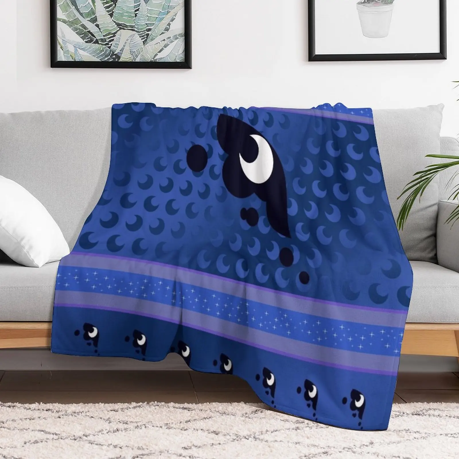 Princess Luna Night Dark Clouds Half Moon MLP Cutie Mark Sign Special v2 Throw Blanket Moving Plaid on the sofa Hairys Blankets