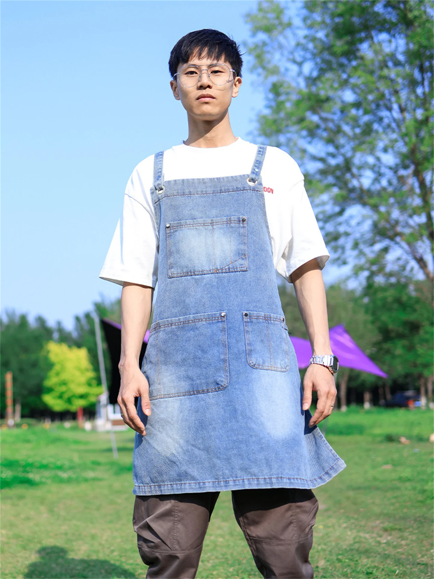 Apron Kitchen Denim Men’S Work Clothes Hairdresser Milk Tea Shop Restaurant Waiter Female Art Apron