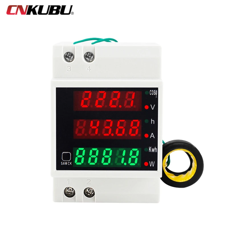 D52-2047 Household Smart Meter Power Meter Voltage Current Factor Detector Digital Display Rail 6 in 1