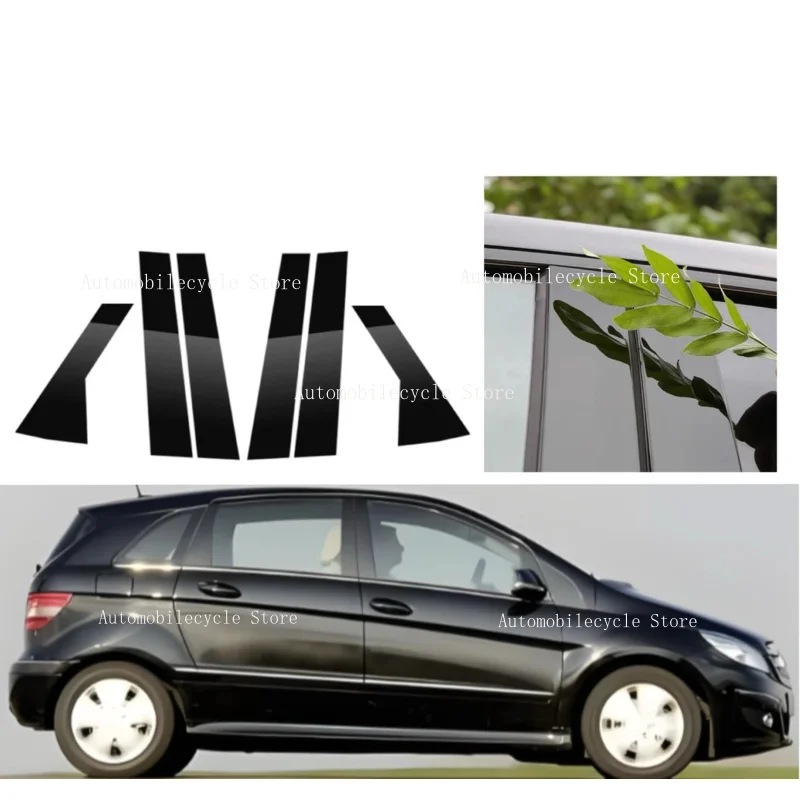 

6PCS Fit For Mercedes Benz B Class W245 2009-2011 Glossy Black Pillar Post Carbon Door Window Column BC Trim Sticker Cover
