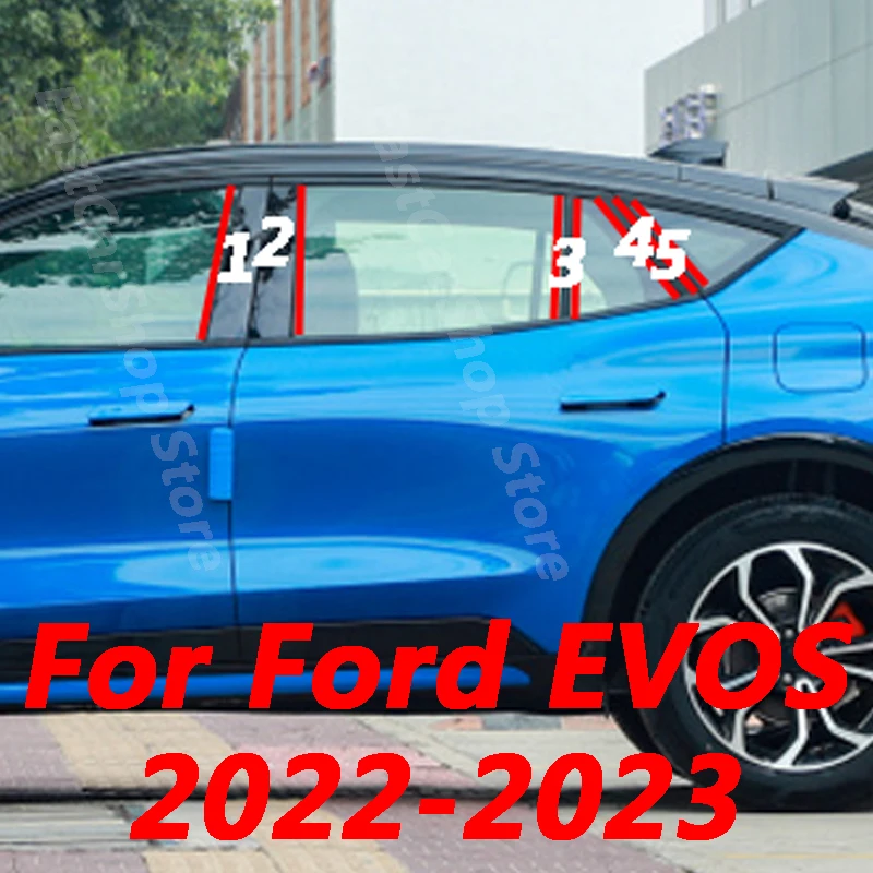 

For Ford EVOS 2022 2023 Car Middle Window B C Center Pillar Glossy Sticker PC Central Frame Strip Cover Accesspries