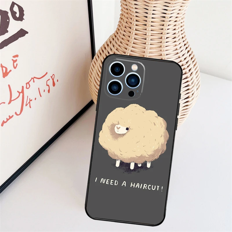 Cartoon Sheep Funda For iPhone 16 15 Pro 14 Pro Max Plus 11 13 12 Mini X XS XR Phone Case