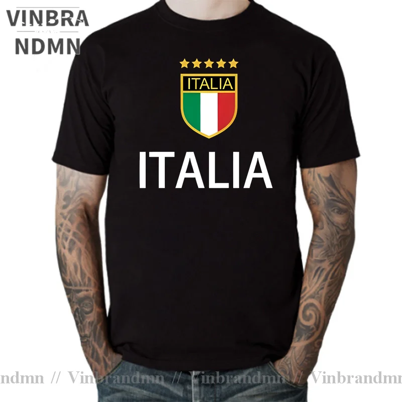 Camiseta de futbolista italiano, camiseta italiana para hombre, camiseta de Italia, camisetas para hombre, Camiseta de Jersey de algodón azul real con bandera italiana, Camisetas