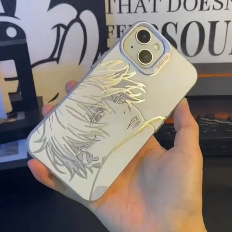Cartoon Anime Hübscher Kerl Jujutsus Kaisens Gojo Satoru Handyhülle für iPhone 11 12 13 14 15 16 17 Pro Max Plus Stoßfeste Schutzhülle
