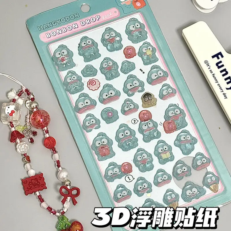 2026*3D Hallo Kitty Hangyodon Relief Gelee Aufkleber Mädchen Tagebuch Dekorative Kreativität Desktop Erhöhte Kristall Aufkleber Spielzeug