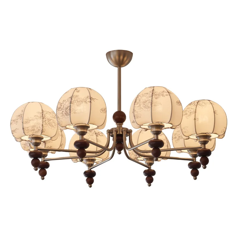 

Medieval style living room American retro fabric Song Dynasty aesthetic chandelier, bedroom new main lamp