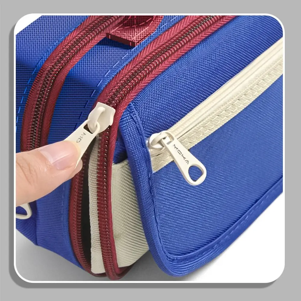 New Contrast Color Handheld Pen Bag Nine-Layer Handheld Pencil Case Large Capacity Stationery Organizer Students