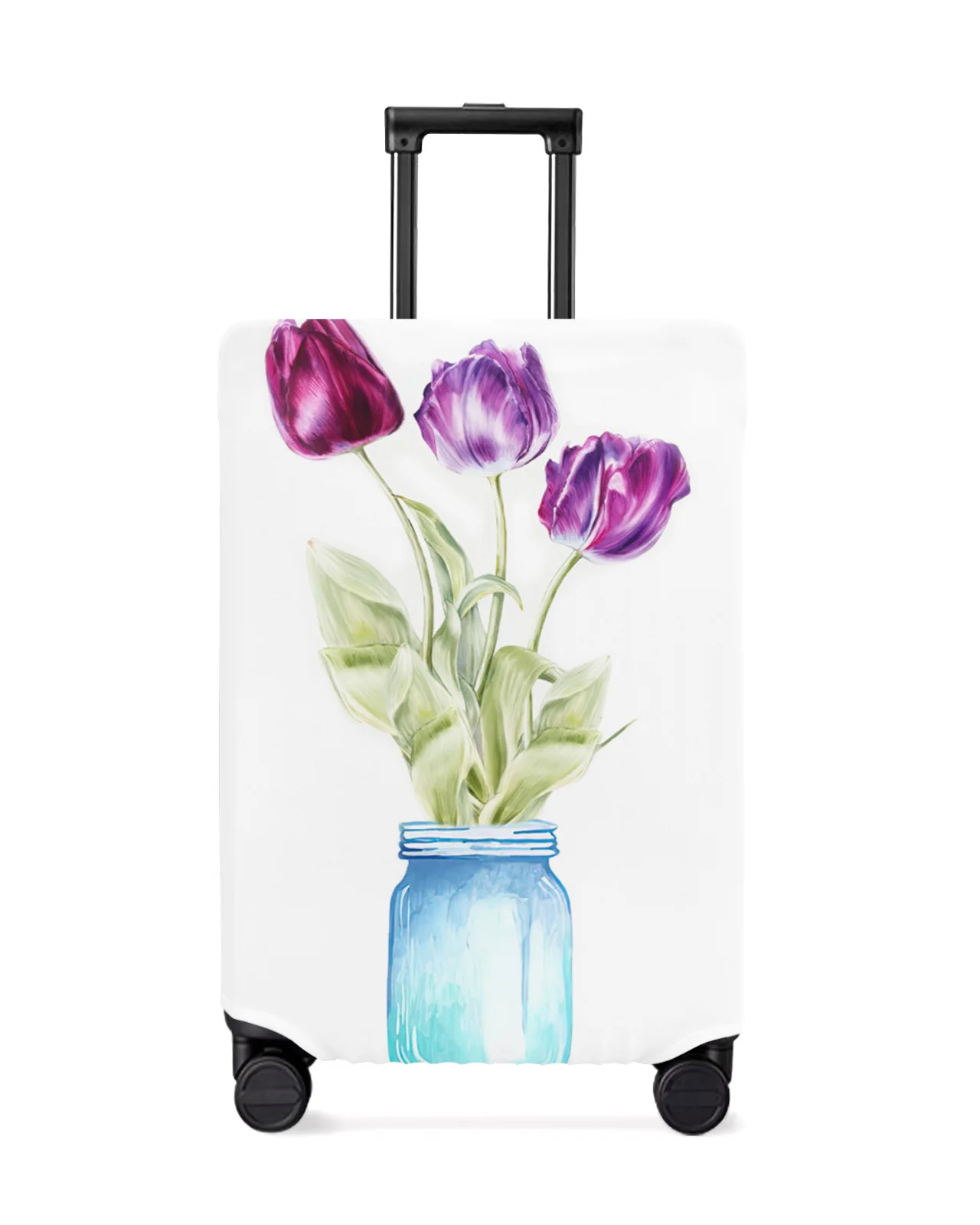 Tulips Flowers Vases Luggage Cover Stretch Suitcase Protector Baggage Dust Case Cover for 18-32 Inch Travel Suitcase Case