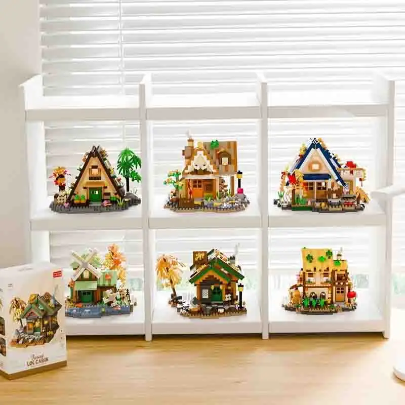 Kreative Street View Gebäude Modell Bausteine Wald Baum Haus Puzzle Windmühle Baum Haus Dekoration Spielzeug