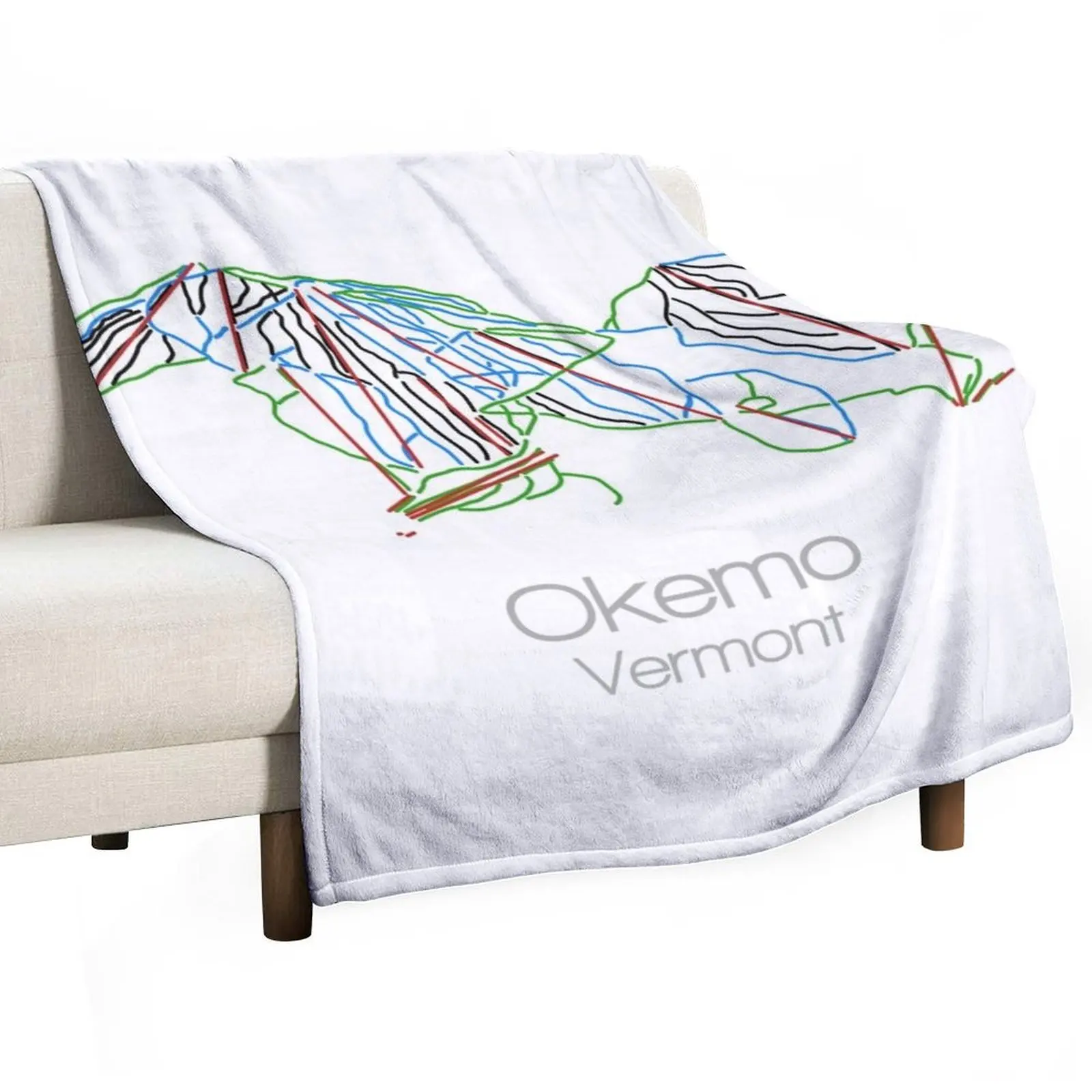 

Okemo Vermont | Tail Map | Ski | Snowboard VT Mountain Throw Blanket Vintage Flannel funny gift Blankets