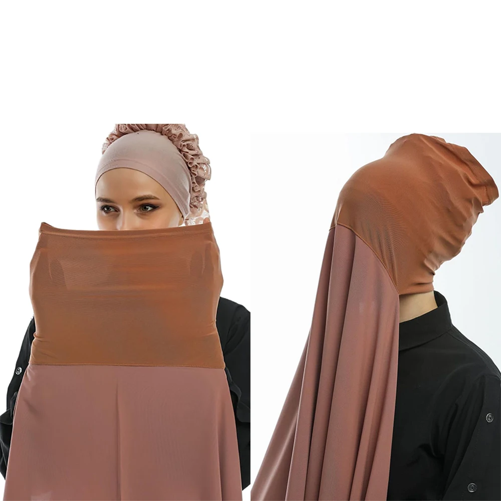 

Instant Hijabs with Cap Plain Chiffon Jersey Hijabs for Woman Veil Muslim Islamic Hijab Cap Scarf for Women's Turban Headscarf