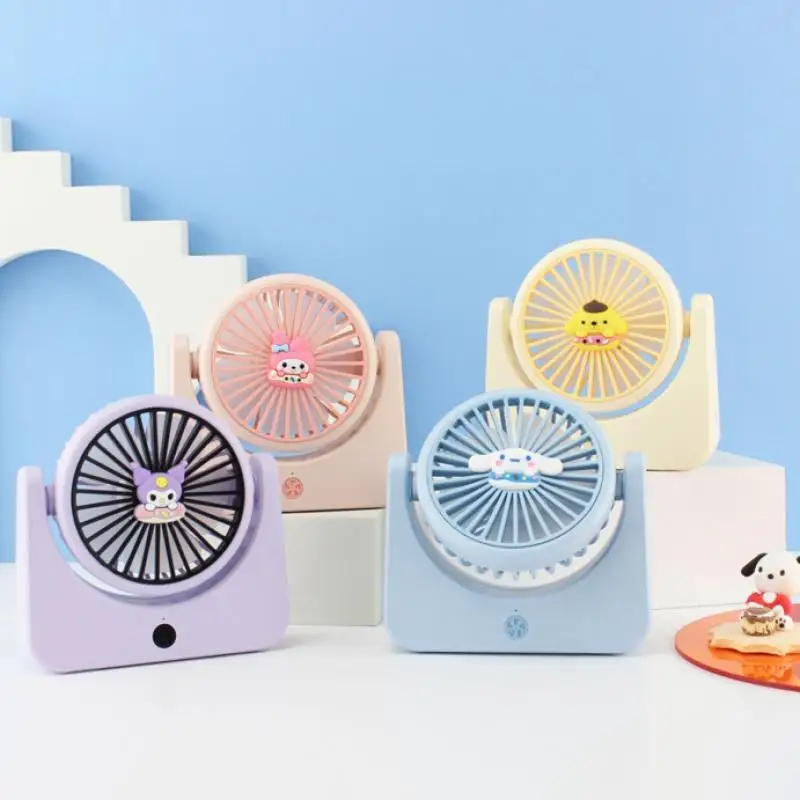 

Электрический вентилятор Sanrio Hello Kitty Cinnamoroll, аниме, мультфильм, детский милый портативный студенческий настольный офисный мини-вентилятор на открытом воздухе