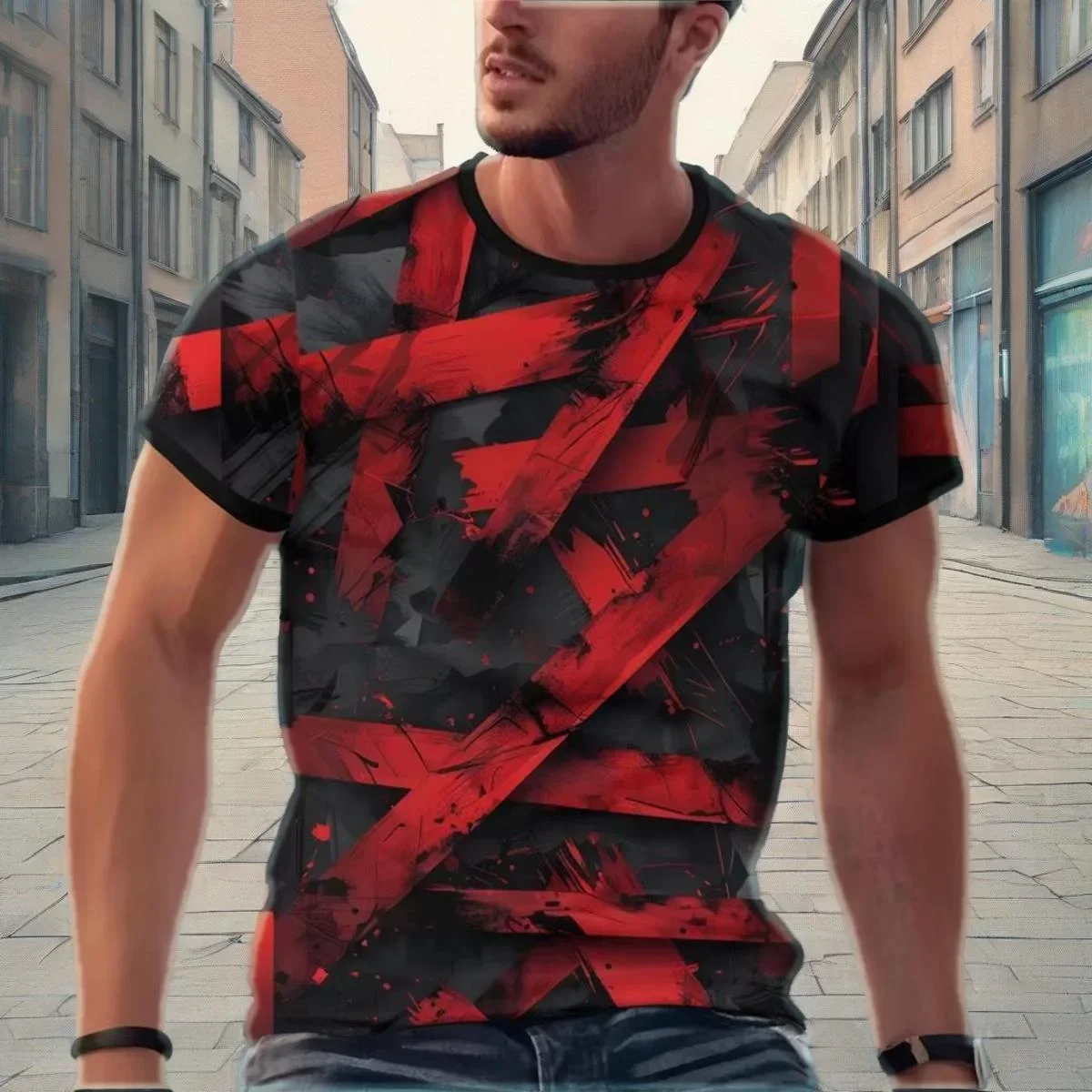 

Минималистичная модная футболка: разработанная легкой тканью и чистым принтом для проездного до круглого шеи для городского отдыха