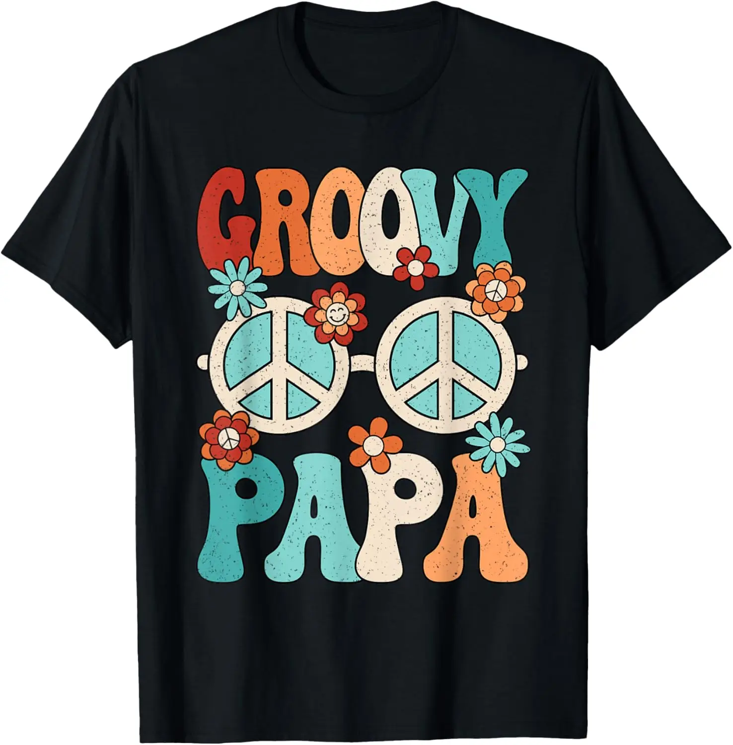 Groovy Papa Dad Hippie Peace Disco Men 60s 70s Party Outfit T-Shirt,Crew T-shirt