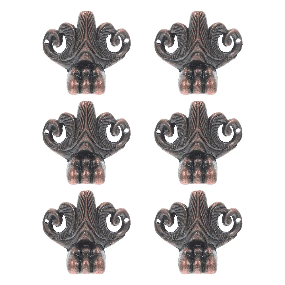 6Pcs Zinc Alloy Vintage Furniture Legs Wood Box Feet for Jewelry Chests Cabinets Treasure Boxes Decorative Corner Protectors