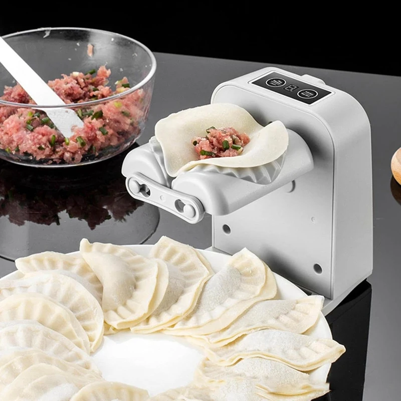 Dumpling Maker, Empanada Maker Press, Automatische elektrische Dumpling Machine, Dumpling Skin Pressing Machine Grijs-Wit Gemakkelijk te gebruiken