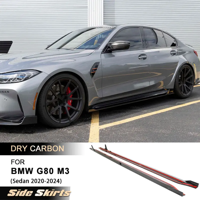 

Car Side Skirts Extensions for BMW G80 M3 Sedan 2020-2024 Prepreg Dry Carbon Racing Side Door Bumper Apron Lip Body Kits