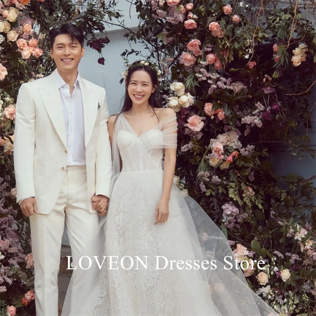 GIOIO One Shoulder Elegant Wedding Dresses Customized 프롬드레스 Mermaid Tulle Lace Korea Pretty Ivory Bride Gowns Party Women Bride