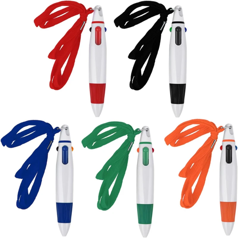 1Pcs Retractable Shuttle Pens with Neck Lanyard, 4-in-1 Ballpoint Pen Multicolor Pens with Lanyard, For School Office  Statonery