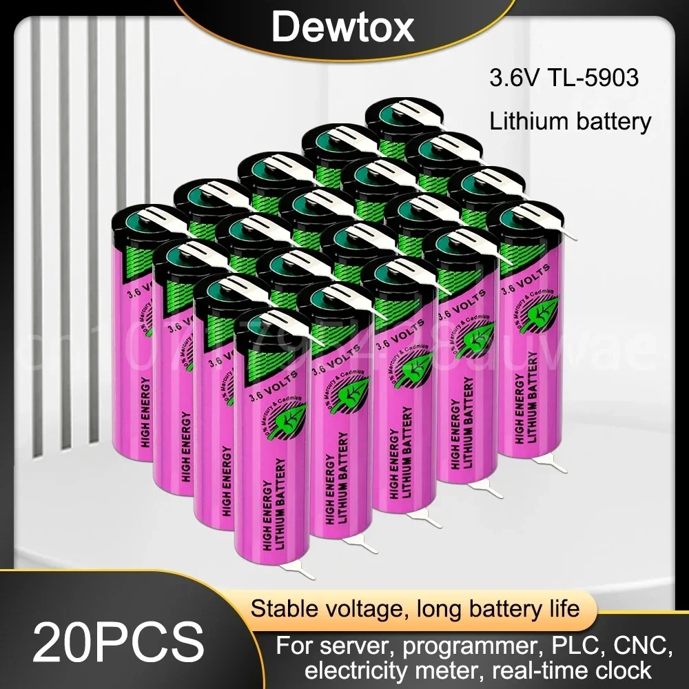 20PCS 3.6V AA TL-5903 ER14500 LS14500 Lithium Battery for PLC Equipment Alarm Gas Water Meter Dry Primary Battery with Welding