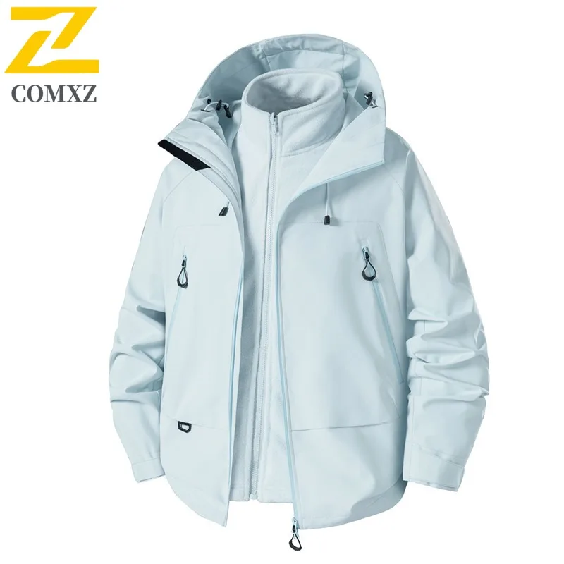سترة COMXZ للرجال للخريف والشتاء سميكة للمغامرة الخارجية معطف دراجة نارية خفيف للترفيه على الطراز اليومي ملابس خفيفة مريحة