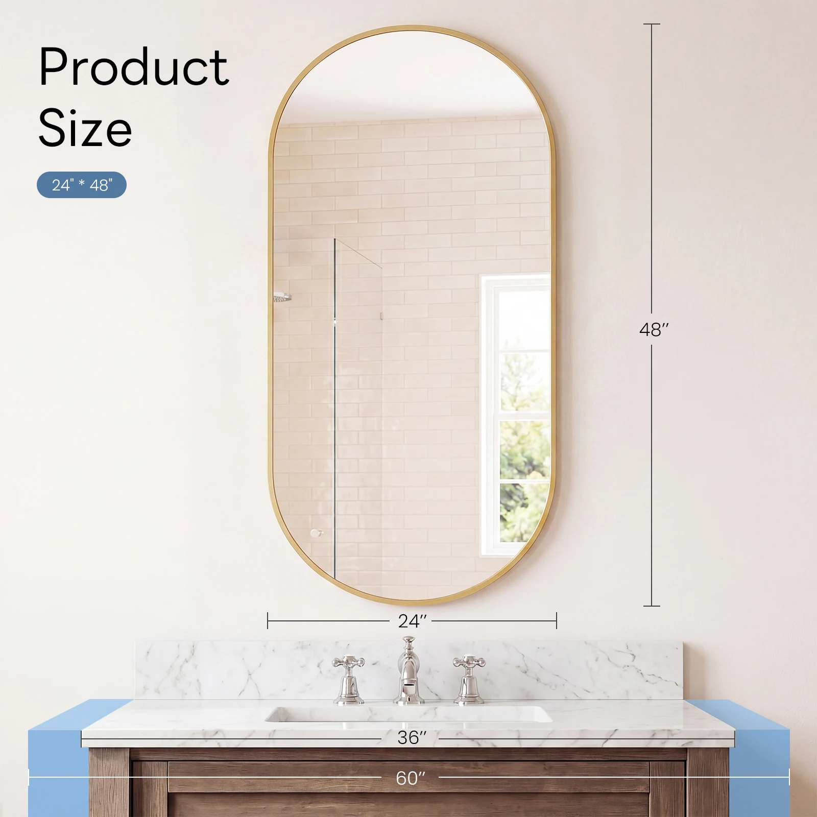 Mirror in living room setting